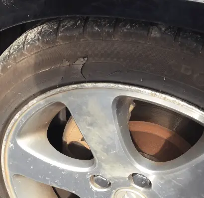 hitting a curb tire damage
